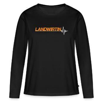 Landwirtin - Frauen Premium Bio Langarmshirt - Schwarz - Vorne - Julia (174cm)
