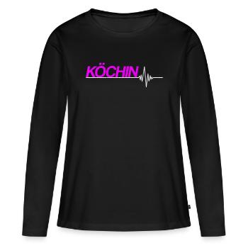 Köchin Herzschlag - Frauen Premium Bio Langarmshirt - Schwarz - Vorne - Julia (174cm)