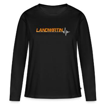 Landwirtin - Frauen Premium Bio Langarmshirt - Schwarz - Vorne - Julia (174cm)