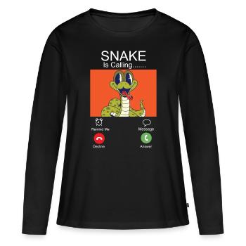 Serpent Serpent Téléphone Affichage Serpent - T-shirt manches longues Premium bio Femme - noir - Devant - Julia (174cm)