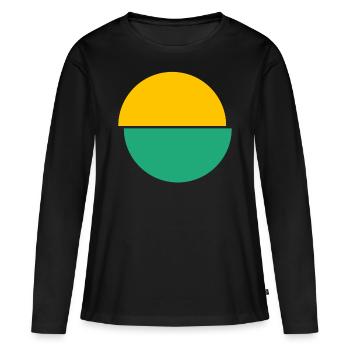 Geteilter Kreise Gelbes Und Grünes Design - Frauen Premium Bio Langarmshirt - Schwarz - Vorne - Julia (174cm)