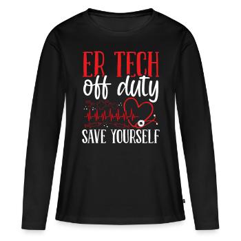 ER Nurse off Duty Nursing ER Emergency Room Nurse - Women's Premium Organic Long Sleeve Shirt - black - Front - Julia (174cm)