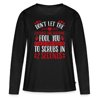 Infirmière de salle d’urgence Femmes Drôle Technicienne d’urgence - T-shirt manches longues Premium bio Femme - noir - Devant - Julia (174cm)
