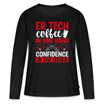 Emergency Room Nurse Coffee ER TECh ER Nursing - Women's Premium Organic Long Sleeve Shirt - black - Front - Julia (174cm)