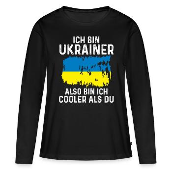 Ukraine Ukrainer Ukrainisches - Frauen Premium Bio Langarmshirt - Schwarz - Vorne - Julia (174cm)