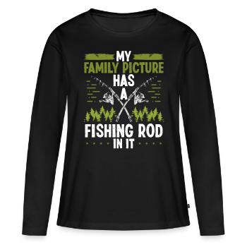 Fisherman Family Tree has Fishing Rod in it Fisher - Frauen Premium Bio Langarmshirt - Schwarz - Vorne - Julia (174cm)