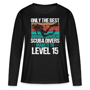 15 Scuba Diving Level 15 Year Diver Snorkeling - Frauen Premium Bio Langarmshirt - Schwarz - Vorne - Julia (174cm)