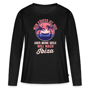 Meine Seele will nach Ibiza - Frauen Premium Bio Langarmshirt - Schwarz - Vorne - Julia (174cm)