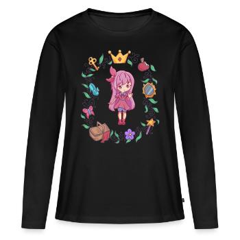 Anime - T-shirt manches longues Premium bio Femme - noir - Devant - Julia (174cm)