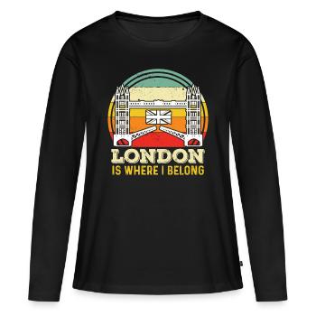 Londres ROYAUME-UNI Tower Bridge Angleterre Tamise - T-shirt manches longues Premium bio Femme - noir - Devant - Julia (174cm)