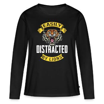 Tiger und Löwen Afrika Savanne - Frauen Premium Bio Langarmshirt - Schwarz - Vorne - Julia (174cm)