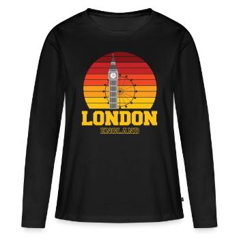 Londres Angleterre Big Ben London Eye - T-shirt manches longues Premium bio Femme - noir - Devant - Julia (174cm)