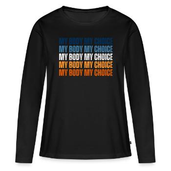 Mon corps Mon choix Pro Choice Féministe - T-shirt manches longues Premium bio Femme - noir - Devant - Julia (174cm)