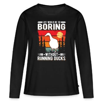 Running Gift Running Duck Bottle Duck - Women's Premium Organic Long Sleeve Shirt - black - Front - Julia (174cm)