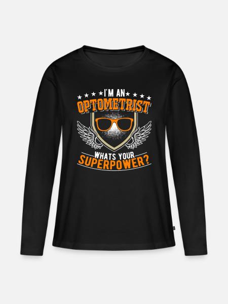 Optiker Superkraft Augenoptiker - Frauen Premium Bio Langarmshirt - Schwarz