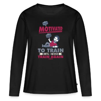 Motivation - T-shirt manches longues Premium bio Femme - noir - Devant - Julia (174cm)