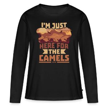 Je suis juste ici pour les chameaux - T-shirt manches longues Premium bio Femme - noir - Devant - Julia (174cm)