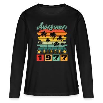 Awesome Since 1977 - Frauen Premium Bio Langarmshirt - Schwarz - Vorne - Julia (174cm)