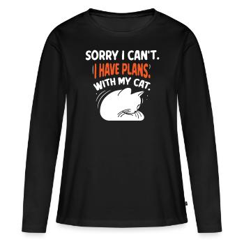 Malheureusement, je ne peux pas avoir de plans avec mon chat - T-shirt manches longues Premium bio Femme - noir - Devant - Julia (174cm)