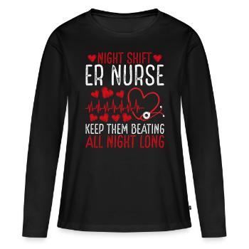 Infirmière de nuit ER ER Tech Emergency Medical - T-shirt manches longues Premium bio Femme - noir - Devant - Julia (174cm)