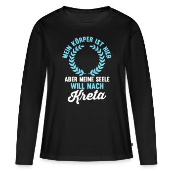 Meine Seele will nach Kreta - Frauen Premium Bio Langarmshirt - Schwarz - Vorne - Julia (174cm)
