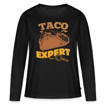 Expert en tacos - T-shirt manches longues Premium bio Femme - noir - Devant - Julia (174cm)