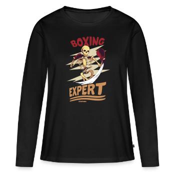 Expert en boxe - T-shirt manches longues Premium bio Femme - noir - Devant - Julia (174cm)