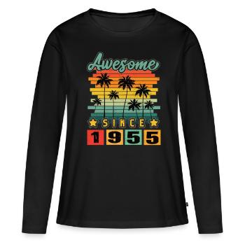 Awesome Since 1955 - Frauen Premium Bio Langarmshirt - Schwarz - Vorne - Julia (174cm)