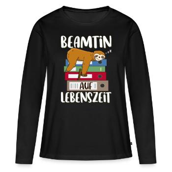 Beamtin auf Lebenszeit Beamten Spruch Faultier - Frauen Premium Bio Langarmshirt - Schwarz - Vorne - Julia (174cm)