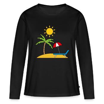 Parasol Palm Beach Heure d’été - T-shirt manches longues Premium bio Femme - noir - Devant - Julia (174cm)