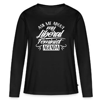 Posez-moi des questions sur le programme féministe libéral - T-shirt manches longues Premium bio Femme - noir - Devant - Julia (174cm)