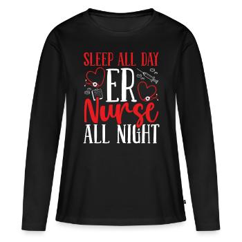 Technicienne médicale d’urgence de nuit - T-shirt manches longues Premium bio Femme - noir - Devant - Julia (174cm)