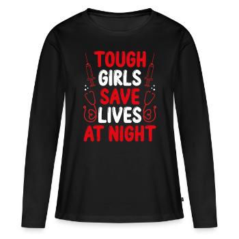 L’infirmière de nuit sauve des vies Médicale d’urgence - T-shirt manches longues Premium bio Femme - noir - Devant - Julia (174cm)