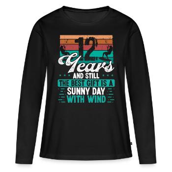 12 Year Old Kitesurfer Kiteboarding 12 Birthday - Women's Premium Organic Long Sleeve Shirt - black - Front - Julia (174cm)