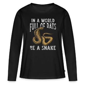 Serpent Cadeau Animal Reptile Cobra Python Boa - T-shirt manches longues Premium bio Femme - noir - Devant - Julia (174cm)