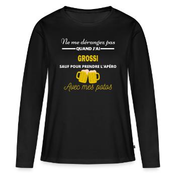 Ne me dérangez pas QUAND J'ai l'apéro grossi - T-shirt manches longues Premium bio Femme - noir - Devant - Julia (174cm)