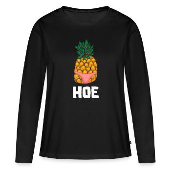 Ananas Tropical Hawaii Cadeau Enfants Hommes Fruits - T-shirt manches longues Premium bio Femme - noir - Devant - Julia (174cm)