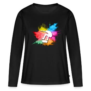Skateboard Tshirt Skater Sk8 Sk8er Halfpipe Flip - T-shirt manches longues Premium bio Femme - noir - Devant - Julia (174cm)