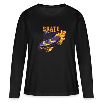 Skater Skateboard Cadeau Halfpipe Sk8 Ollie - T-shirt manches longues Premium bio Femme - noir - Devant - Julia (174cm)