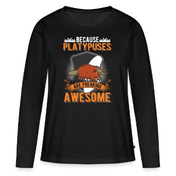 Ornithorynque Cadeau Ornithorynque - T-shirt manches longues Premium bio Femme - noir - Devant - Julia (174cm)