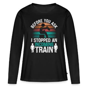 Funny Leg Amputee Humor Amputated Leg Survivor - Women's Premium Organic Long Sleeve Shirt - black - Front - Julia (174cm)