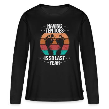 Drôle de sarcasme amputé d’orteil Survivant d’orteil amputé - T-shirt manches longues Premium bio Femme - noir - Devant - Julia (174cm)