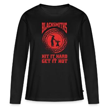 Horse Smith Horseshoe Horsesmith Outil - T-shirt manches longues Premium bio Femme - noir - Devant - Julia (174cm)