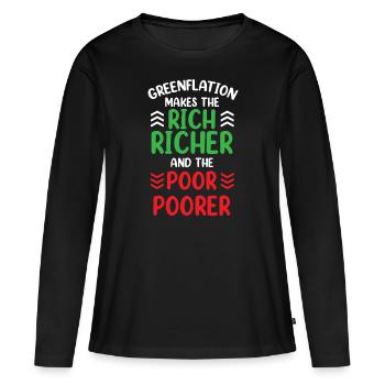 Greenflation riche riche plus riche et pauvre plus pauvre - T-shirt manches longues Premium bio Femme - noir - Devant - Julia (174cm)