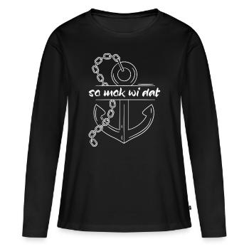 Norddeutsch so mok wi dat Anker - Frauen Premium Bio Langarmshirt - Schwarz - Vorne - Julia (174cm)