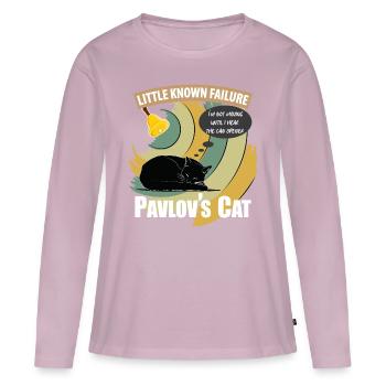 Le chat de Pavlov échec peu connu Psychologie drôle - T-shirt manches longues Premium bio Femme - rose poudré - Devant - Julia (174cm)