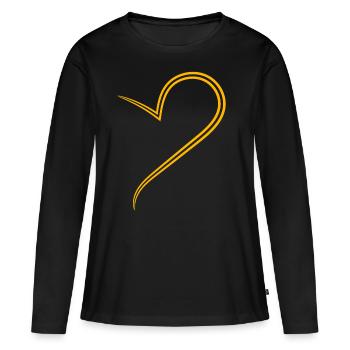 Simpeles Halbes Gelbes Herz - Frauen Premium Bio Langarmshirt - Schwarz - Vorne - Julia (174cm)