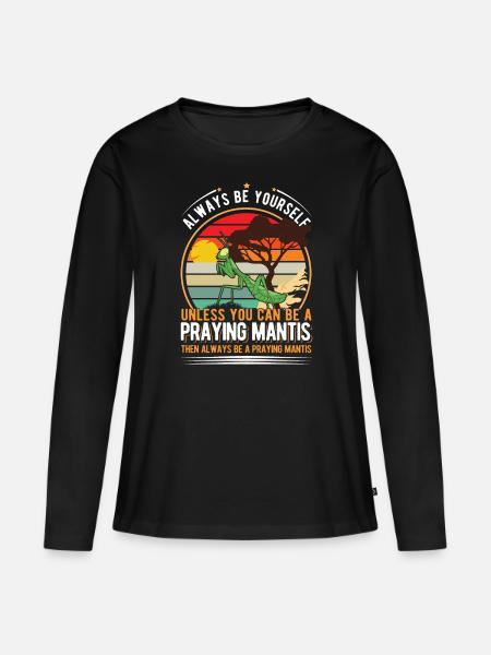 Praying Mantis Gottesanbeterin - Frauen Premium Bio Langarmshirt - Schwarz