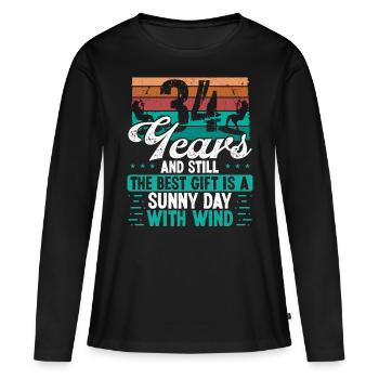 34 Year Old Kitesurfer Kiteboarding 34 Birthday - Frauen Premium Bio Langarmshirt - Schwarz - Vorne - Julia (174cm)