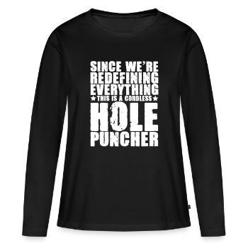 Il s’agit d’un perforateur sans fil 3 - T-shirt manches longues Premium bio Femme - noir - Devant - Julia (174cm)